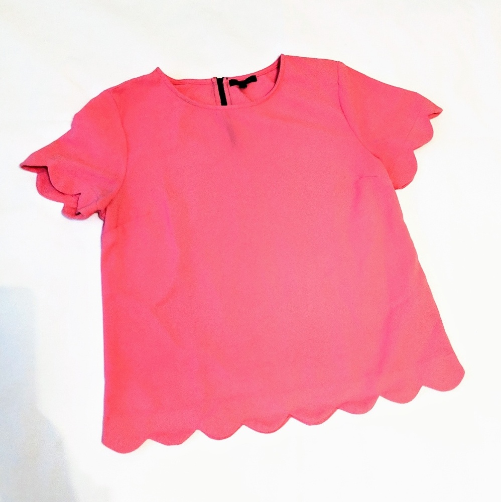Pink Scalloped Crepe Blouse